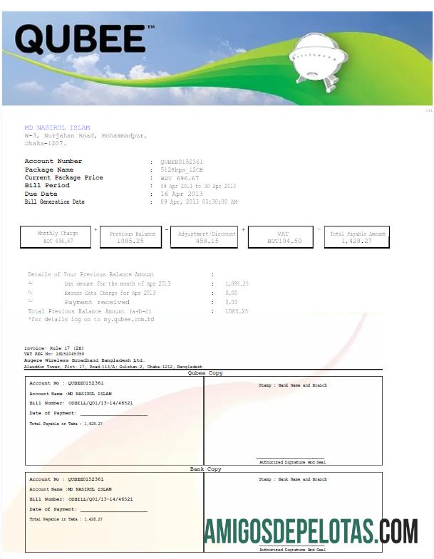 Em branco modelo Word e PDF de projeto de lei de serviços públicos do alfabeto do Paquistão